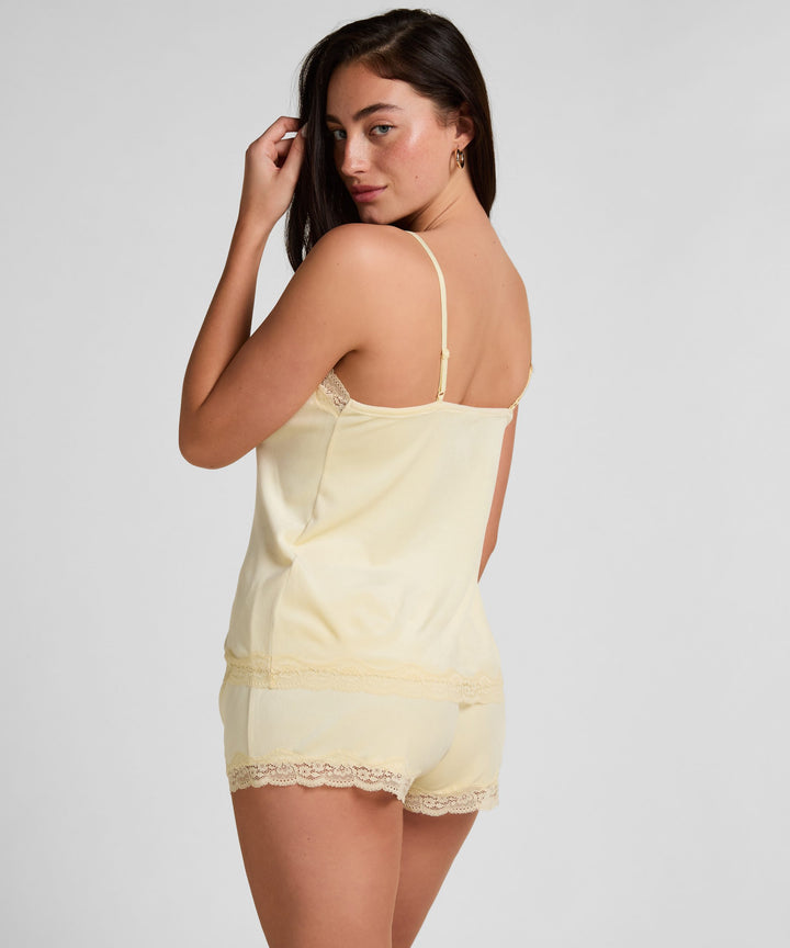 Pj Cami Velours Scallop Lace - Yellow