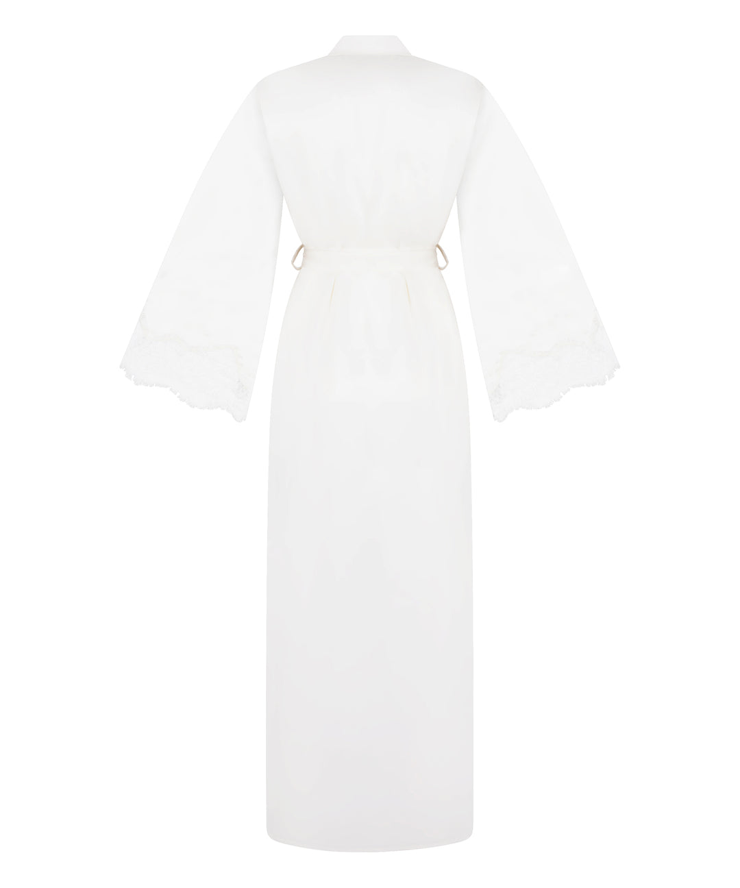 Maxi Kimono Robe with Lace Trim Sleeves