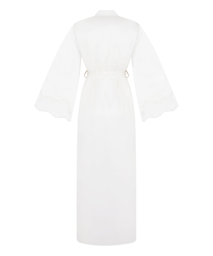 Maxi Kimono Robe with Lace Trim Sleeves