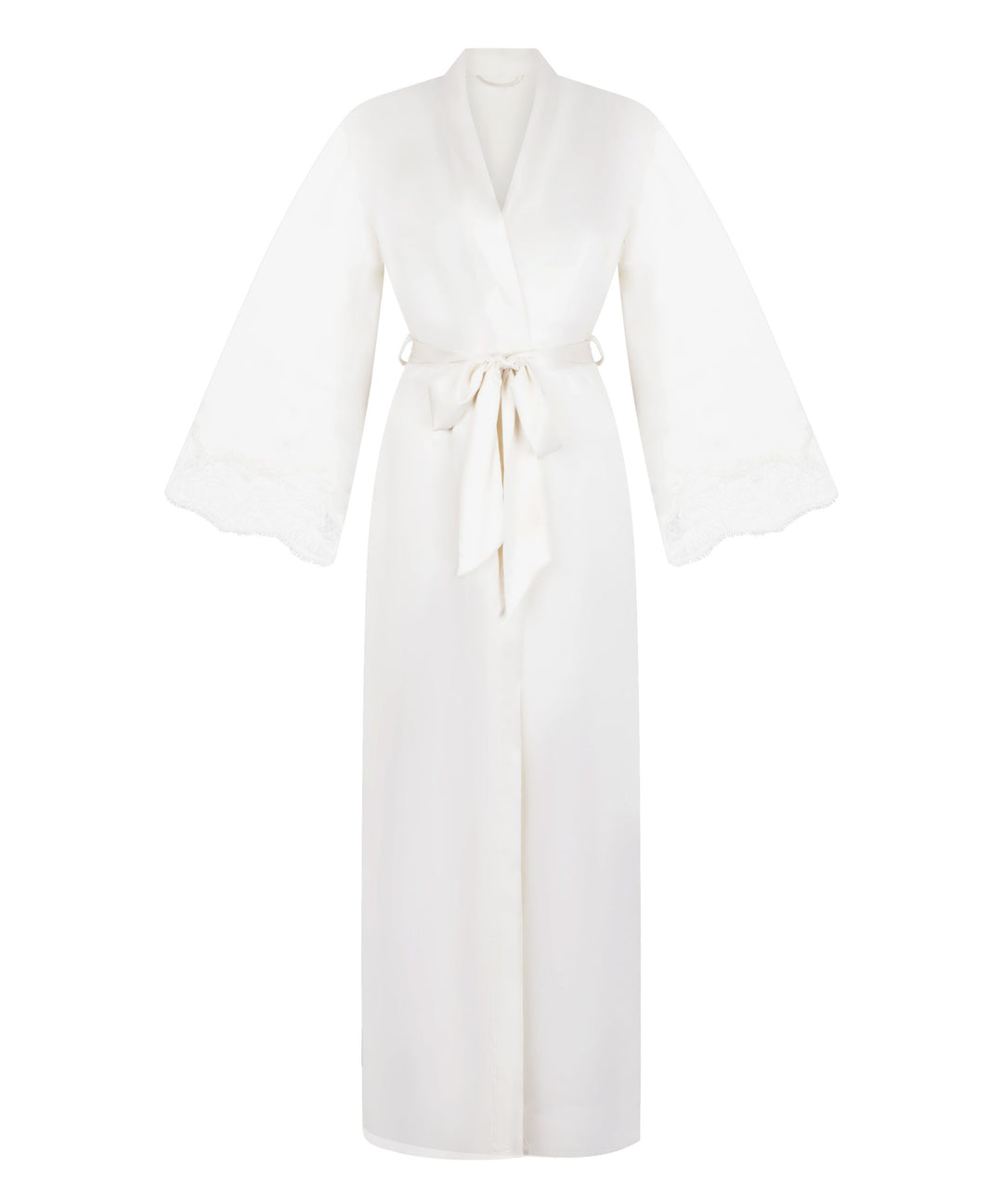 Kimono Long Satin Lace Valerie - White