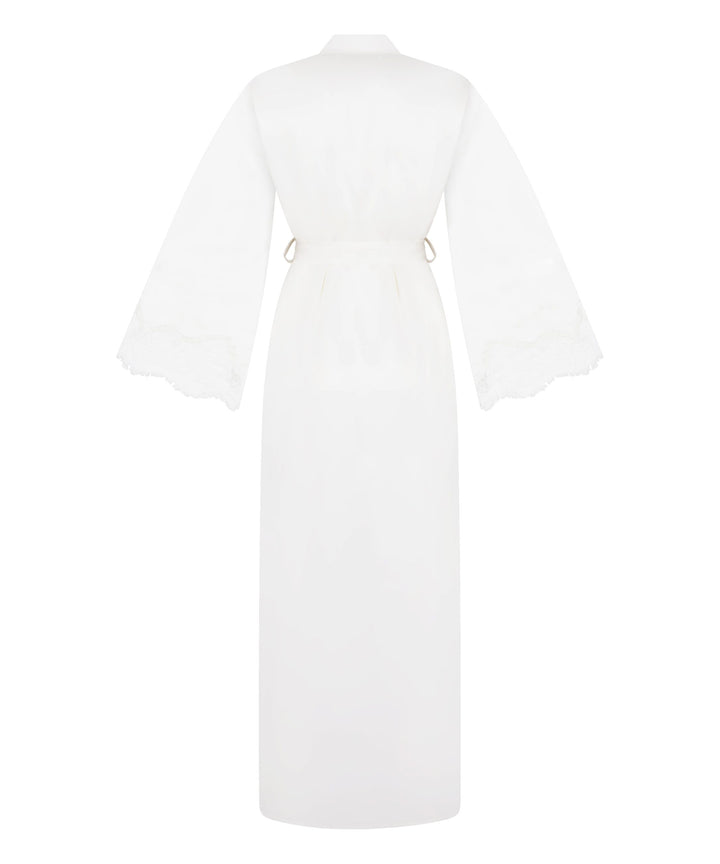 Kimono Long Satin Lace Valerie - White