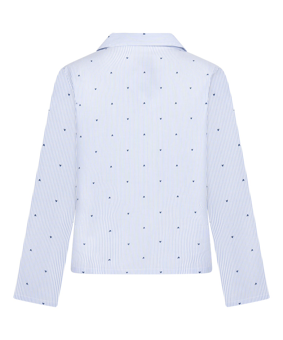 Striped Heart Print Long Sleeve Button Shirt