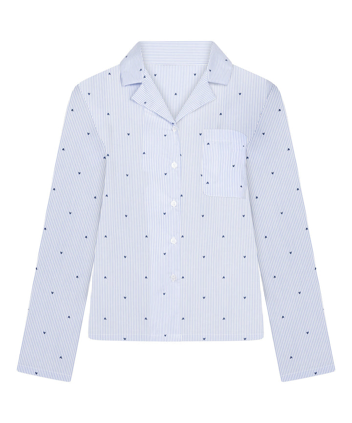 Jacket Ls Cotton Stripe Heart - Blue