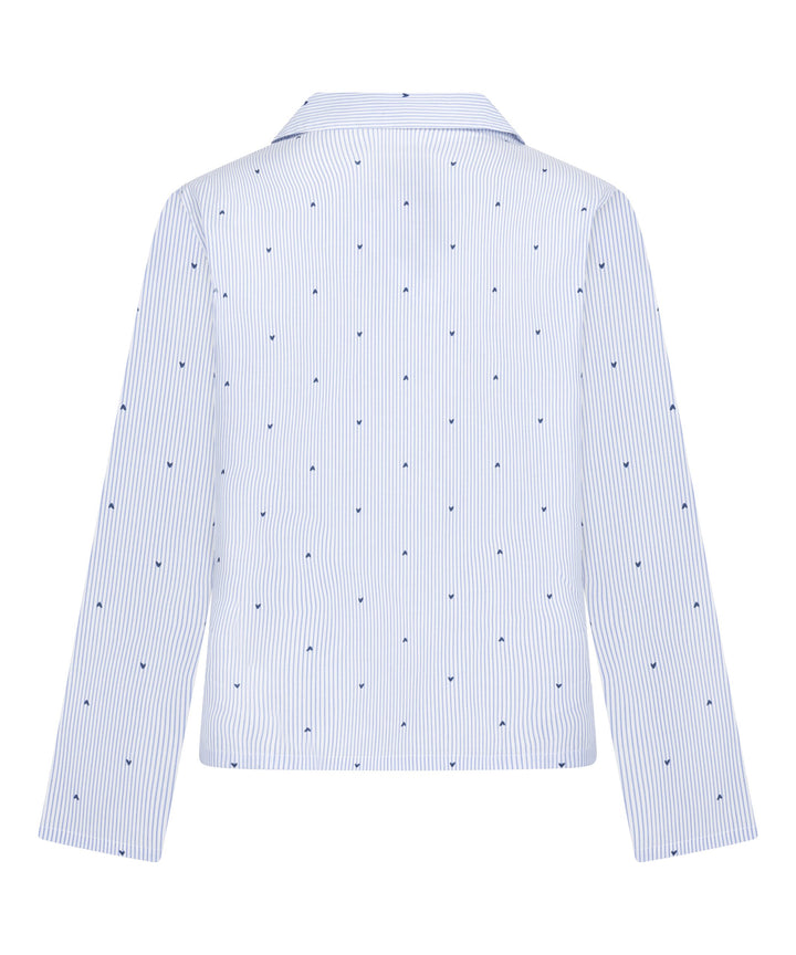 Jacket Ls Cotton Stripe Heart - Blue