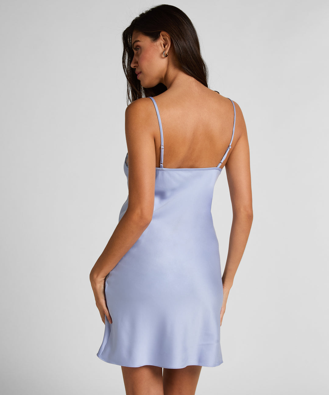 Satin Lace Trim Mini Slip Dress