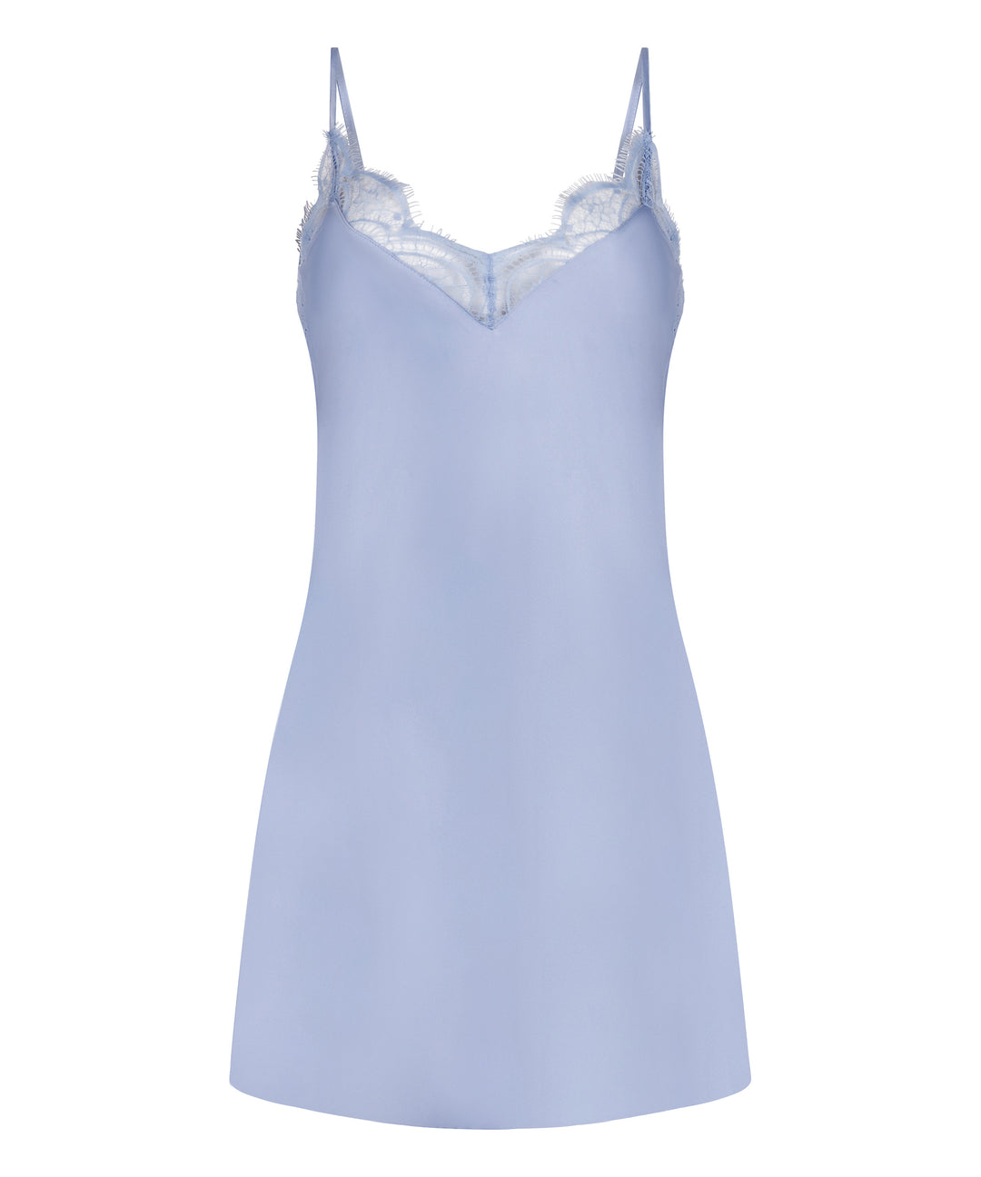 Satin Lace Trim Mini Slip Dress