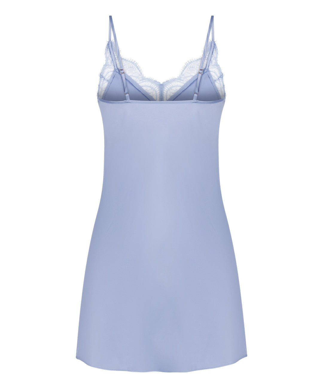 Satin Lace Trim Mini Slip Dress
