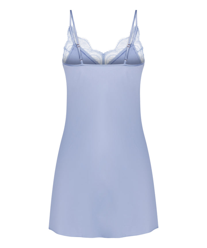 Satin Lace Trim Mini Slip Dress
