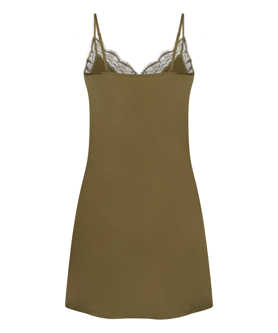 Satin Lace Trim Mini Slip Dress