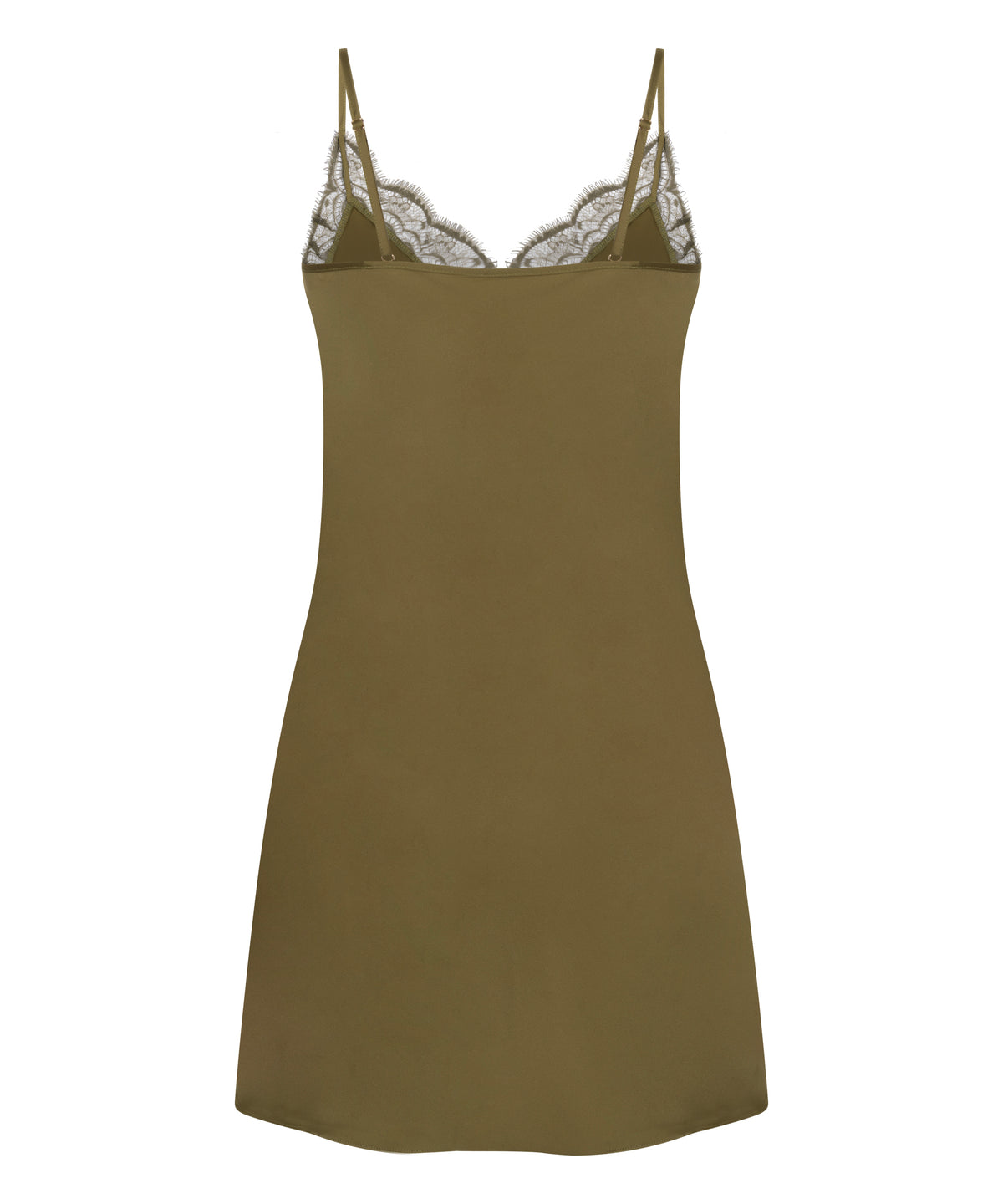Satin Lace Trim Mini Slip Dress