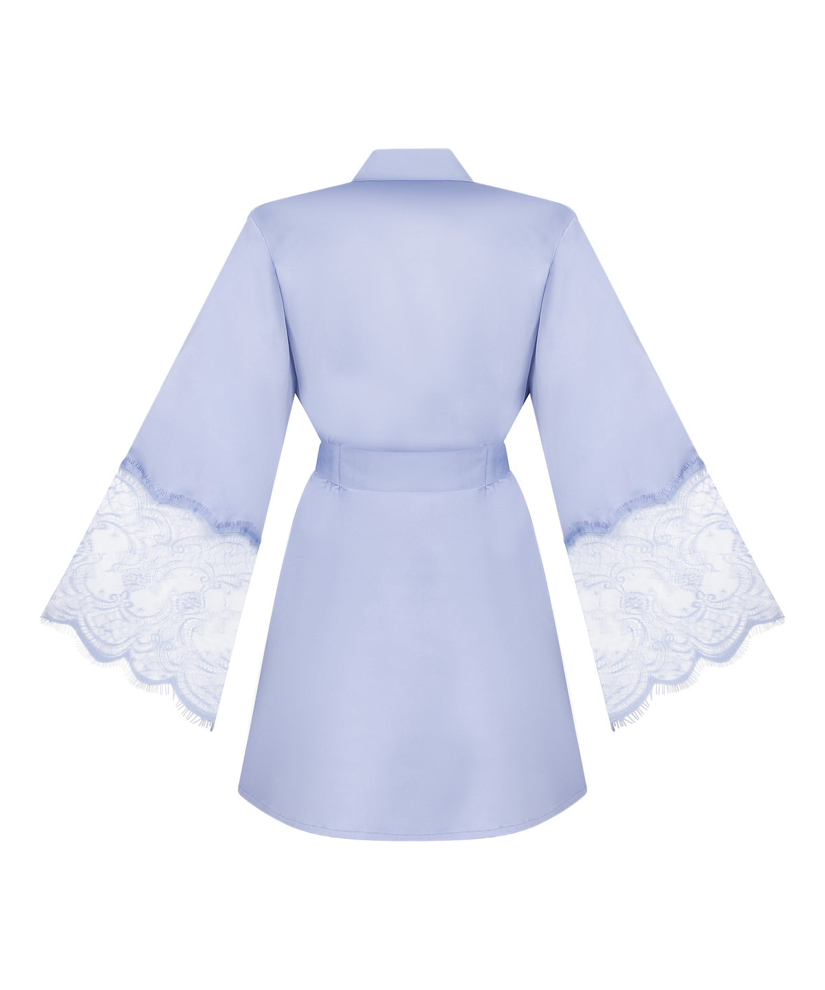 Women's Relaxed Fit Satin Lace Trim Short Kimono Robe