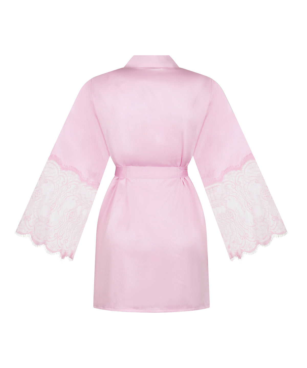 Women's Relaxed Fit Satin Lace Trim Short Kimono Robe