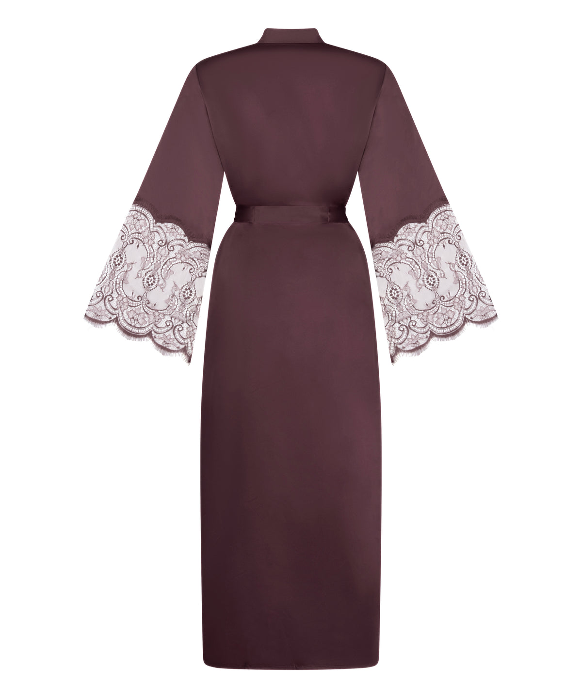 Women's Relaxed Fit Satin Lace Trim Maxi Length Robe