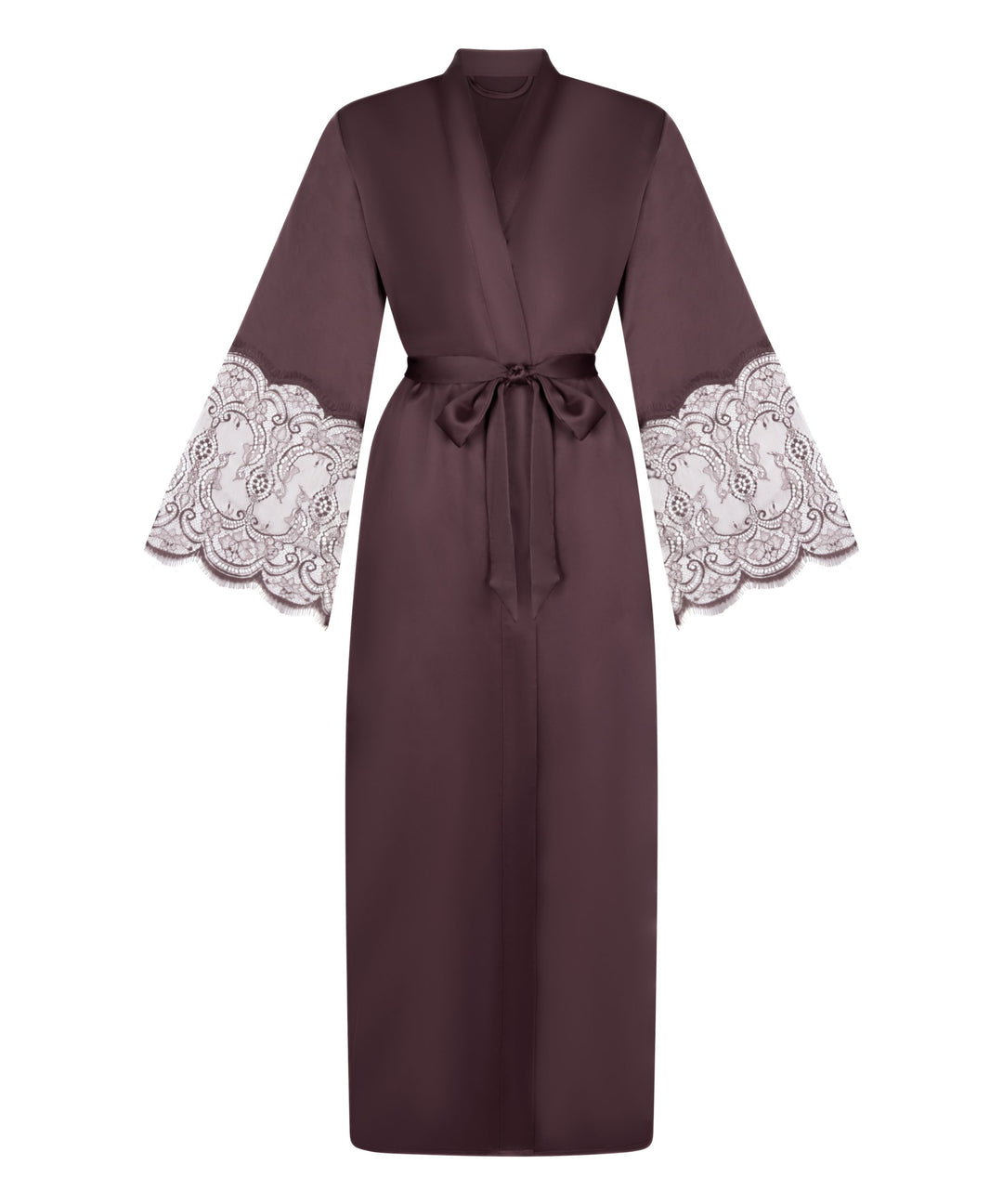 Kimono Long Satin Lace - Purple