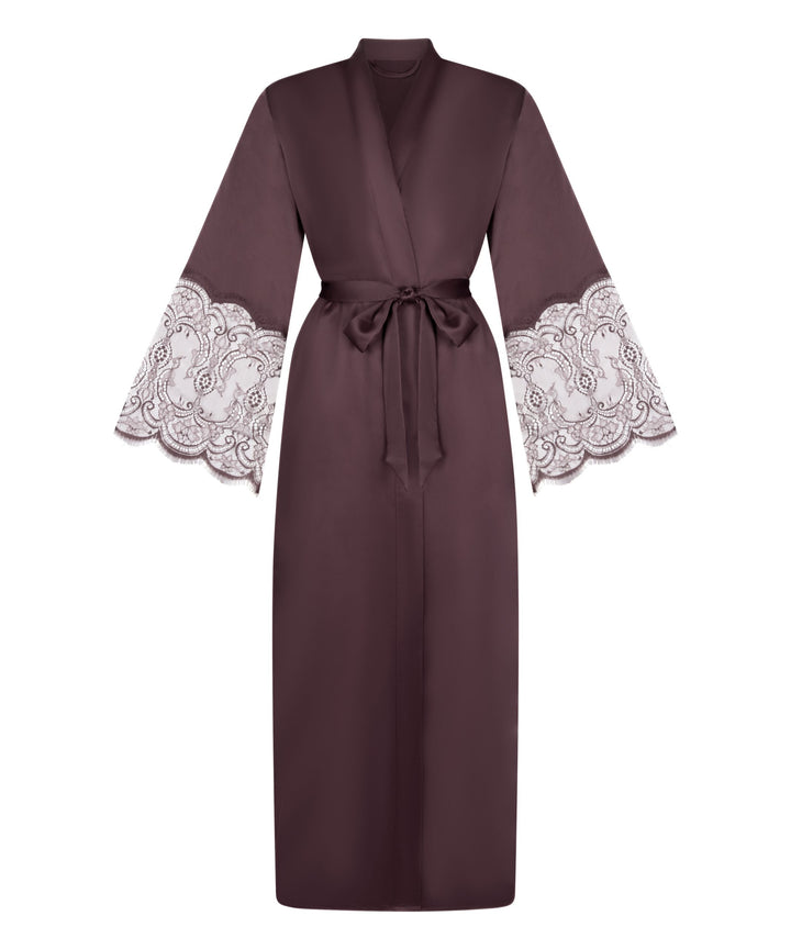 Kimono Long Satin Lace - Purple