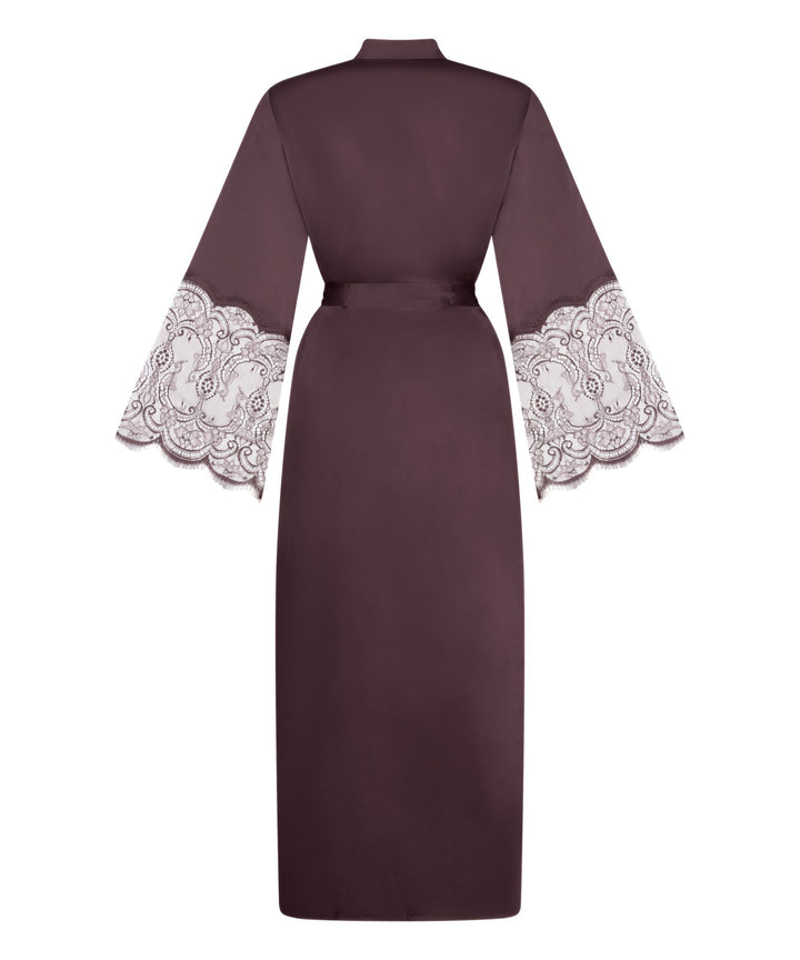 Kimono Long Satin Lace - Purple