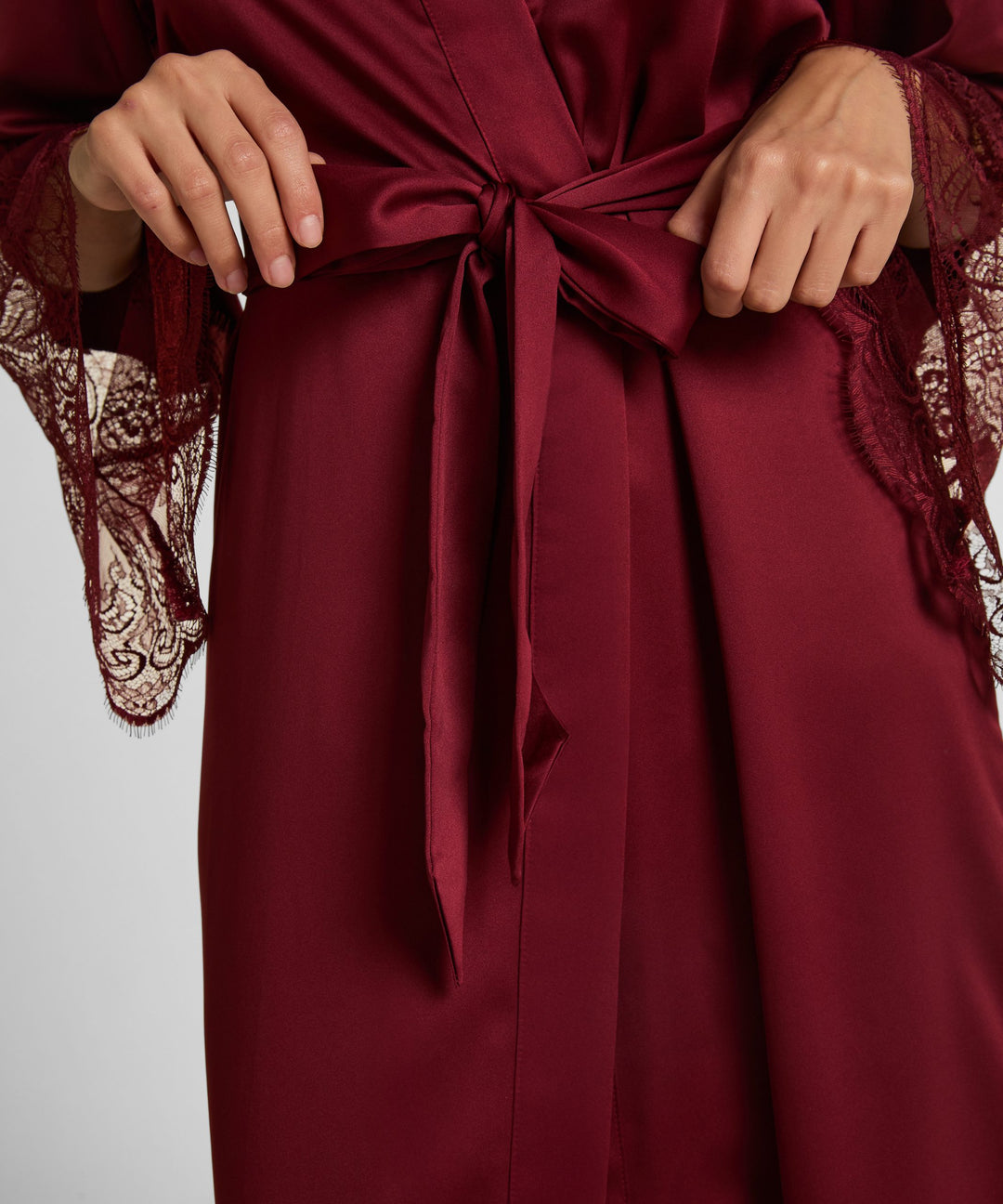 Kimono Long Satin Lace - Red