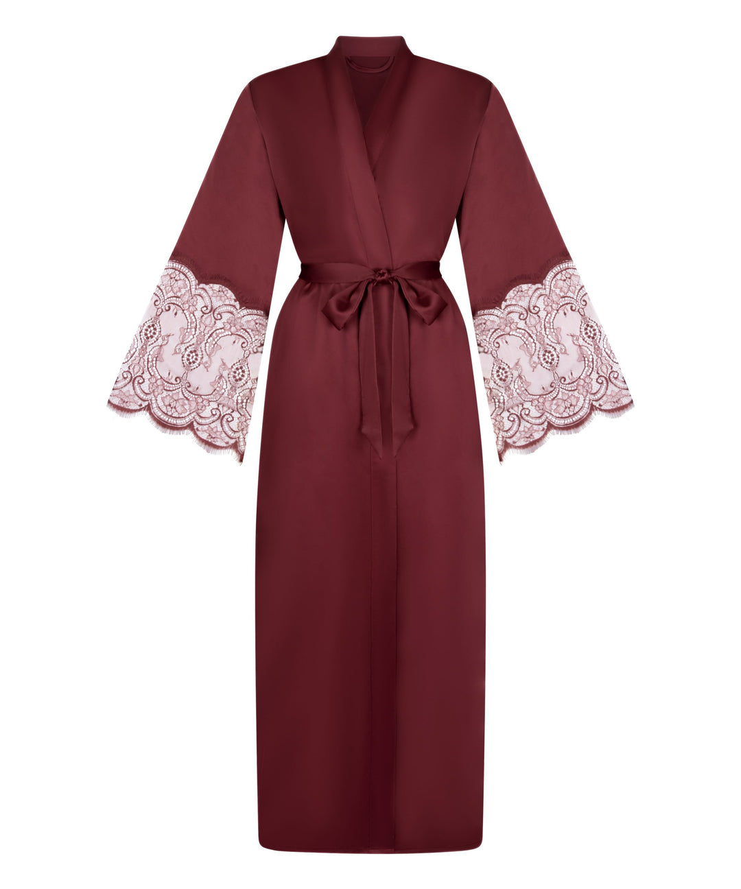 Kimono Long Satin Lace - Red