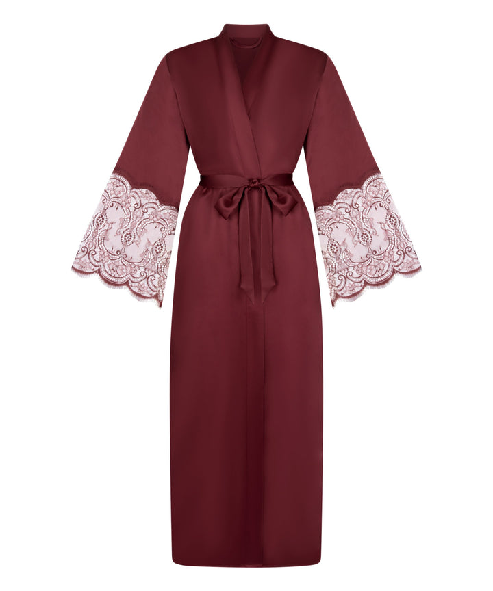 Kimono Long Satin Lace - Red
