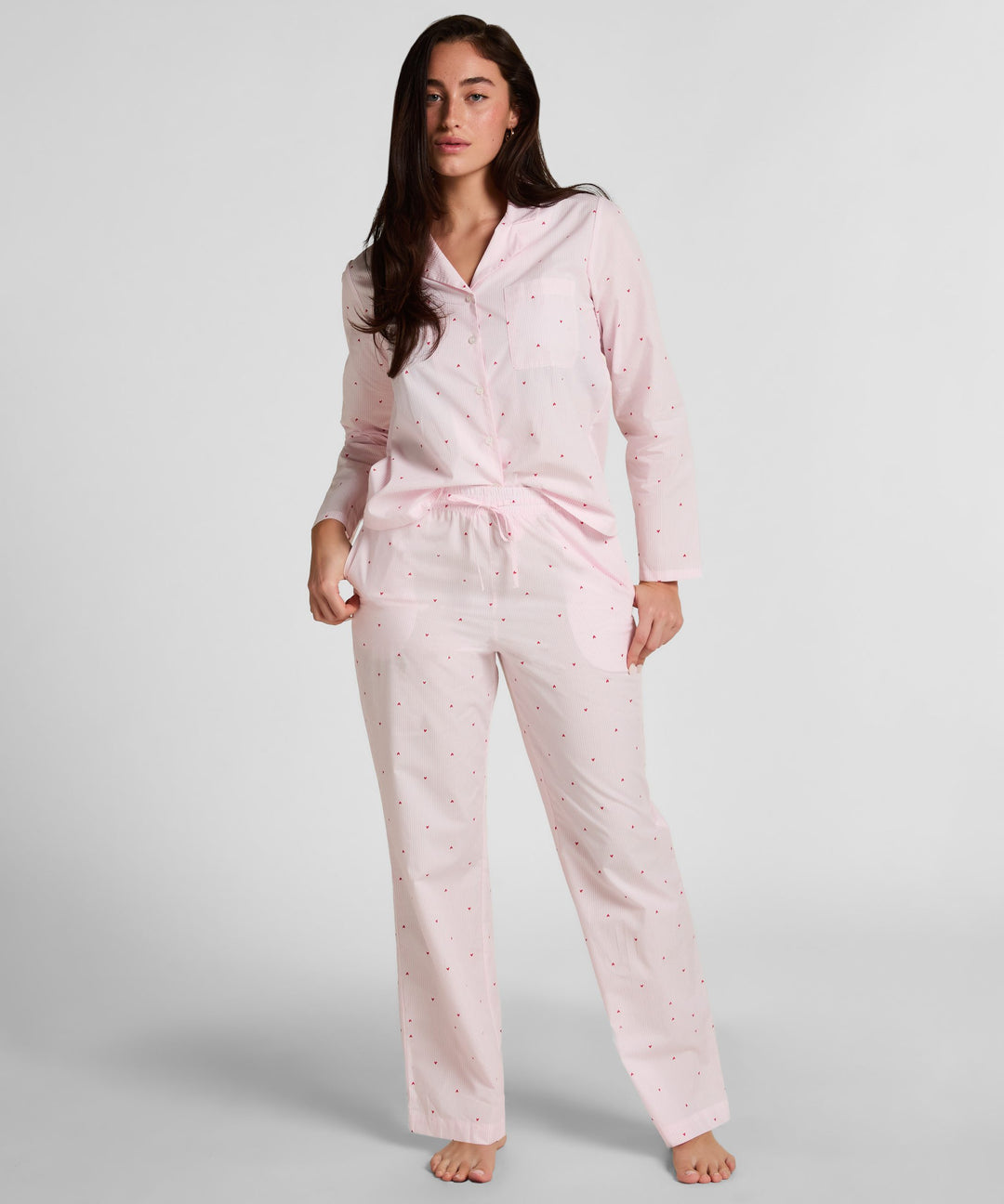 Pj Ls Co Stripe Hearts - White