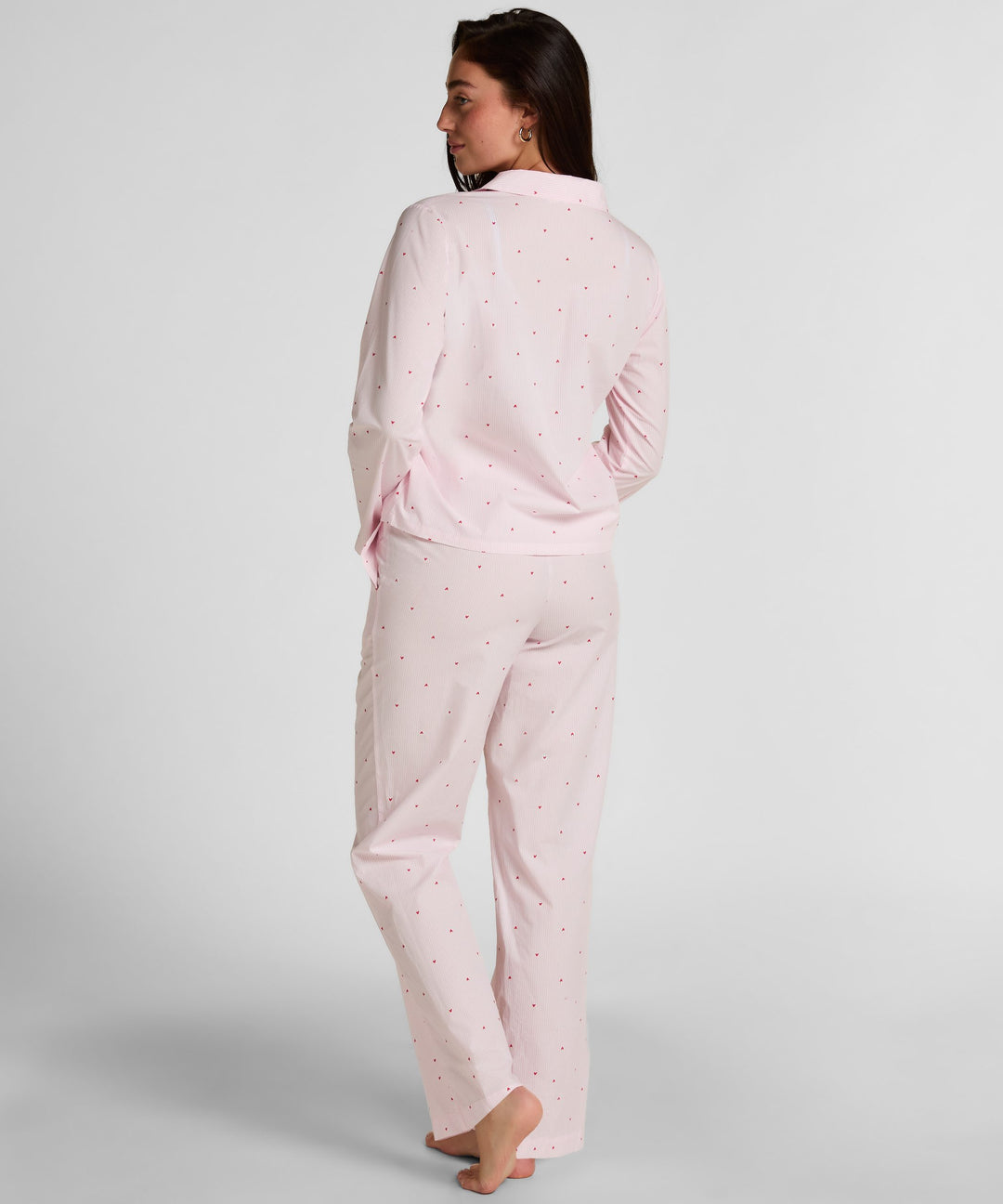 Pj Ls Co Stripe Hearts - White