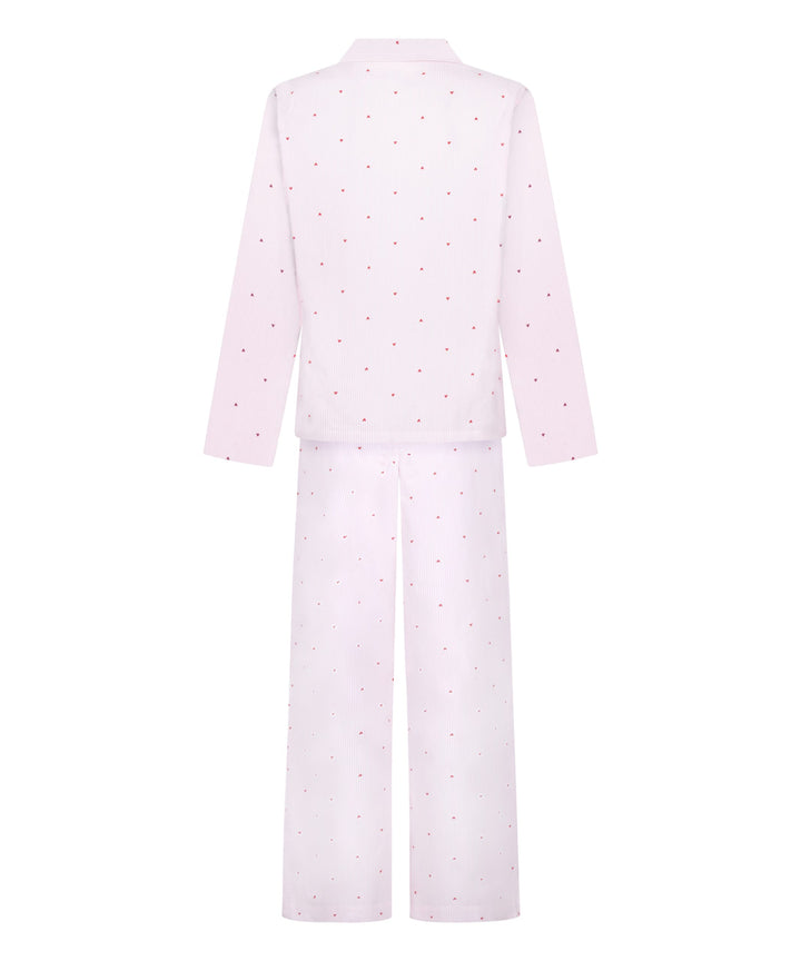 Pj Ls Co Stripe Hearts - White