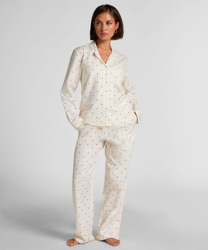 Pj Ls Co Jacquard Hearts - White