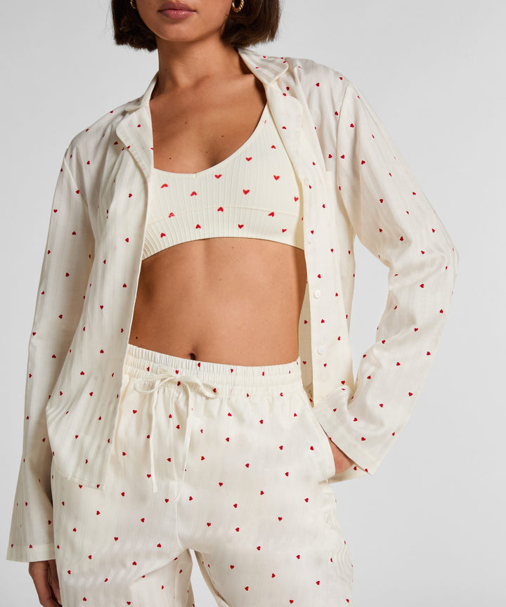 Pj Ls Co Jacquard Hearts - White