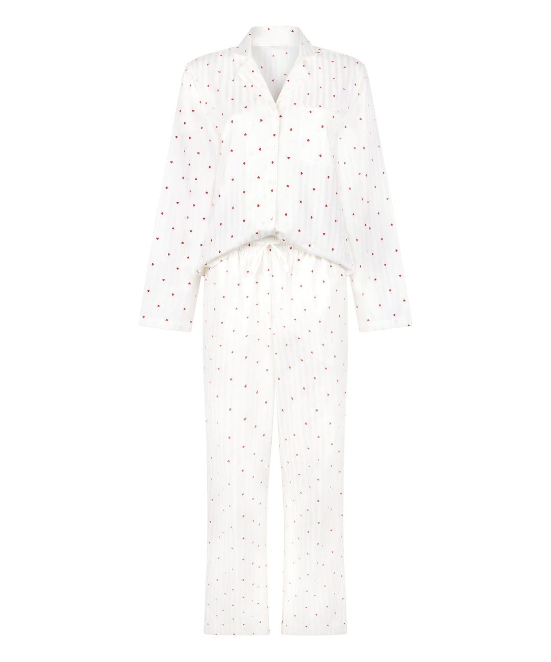 Pj Ls Co Jacquard Hearts - White