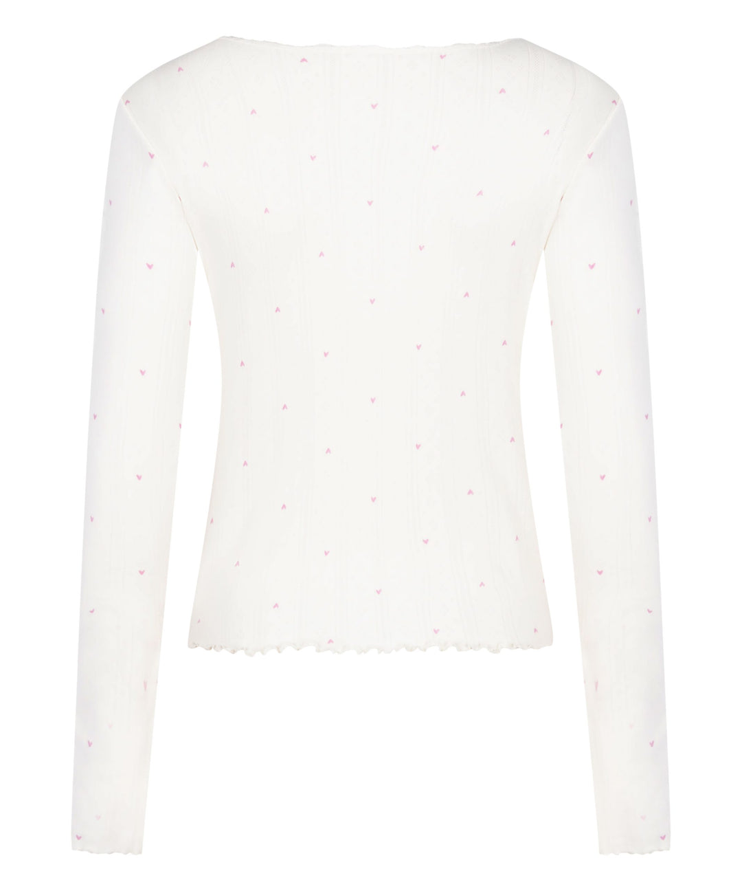 Top Ls Pointelle Lace Hearts - White