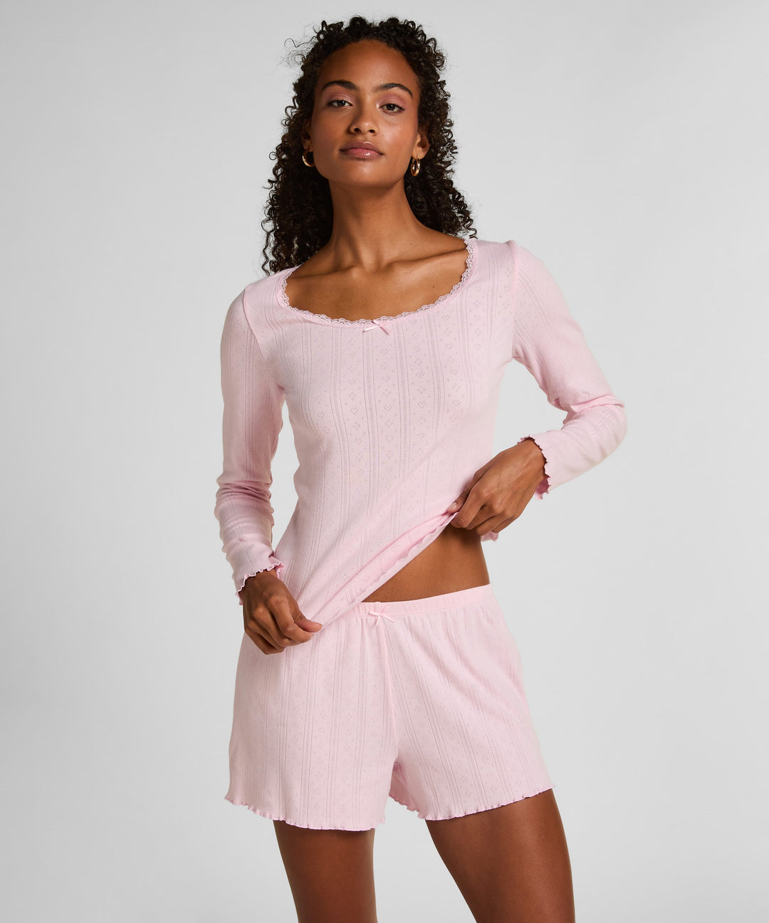 Short Pointelle Babylock - Pink