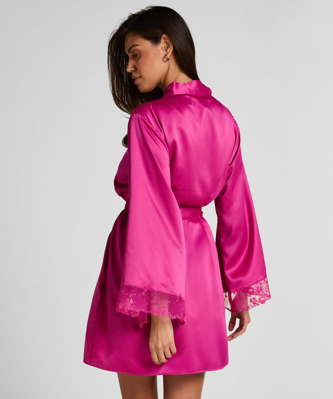 Kimono Satin Emb Peonie - Pink