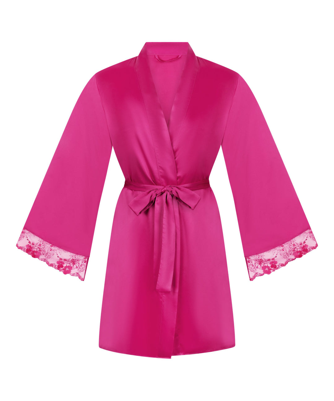Kimono Satin Emb Peonie - Pink