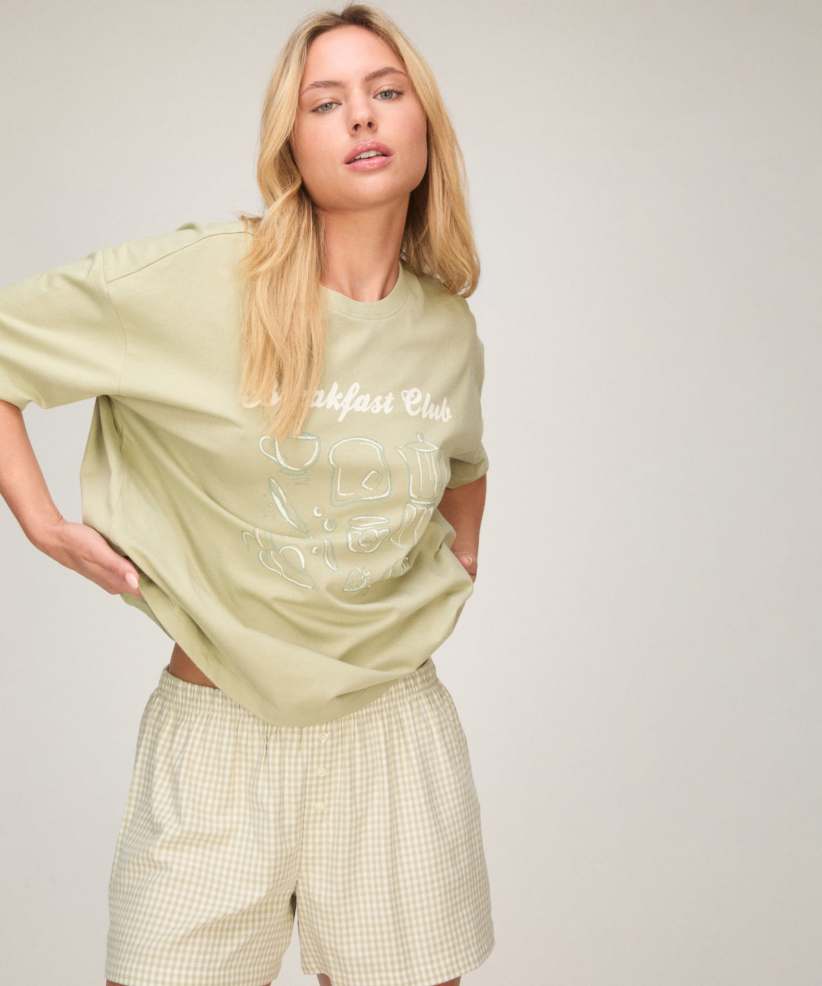 Pj Ss Short Vis Co Woven Check - Frosty Green
