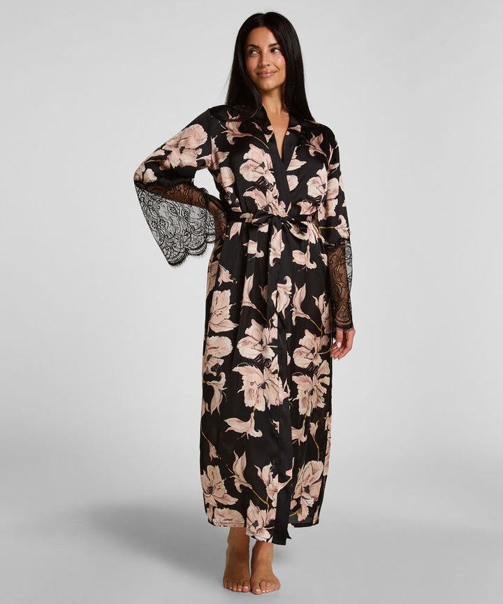 Kimono Long Satin Lace