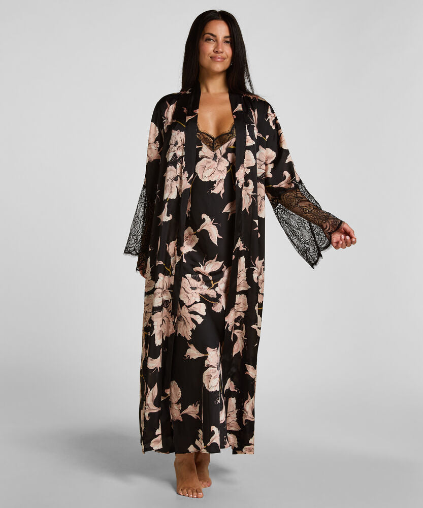 Kimono Long Satin Lace