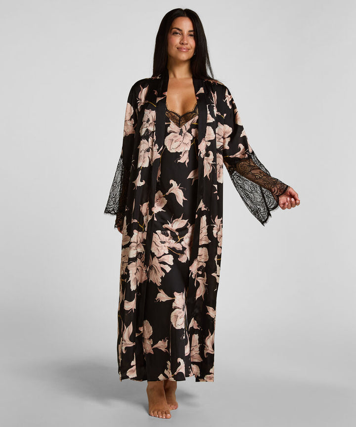 Kimono Long Satin Lace