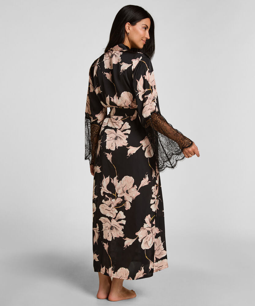 Kimono Long Satin Lace