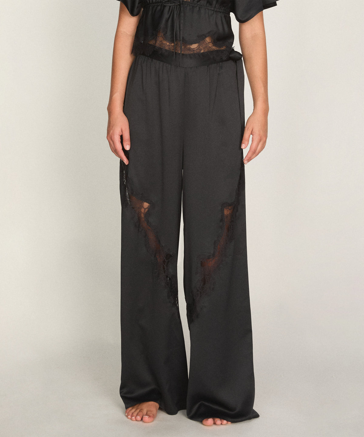 Pant Satin Wide Lace Legacy - Caviar