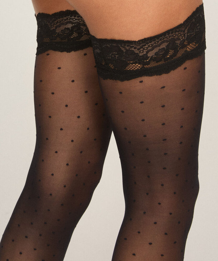 ST 15DEN LACE TOP DOTS
