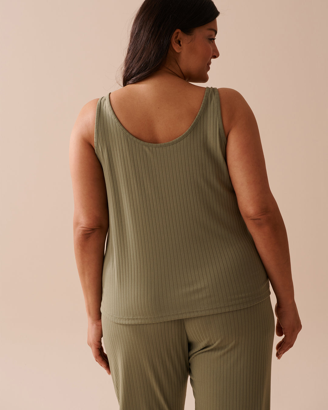 Sheep Print Ribbed Jersey Cami - Peachskin