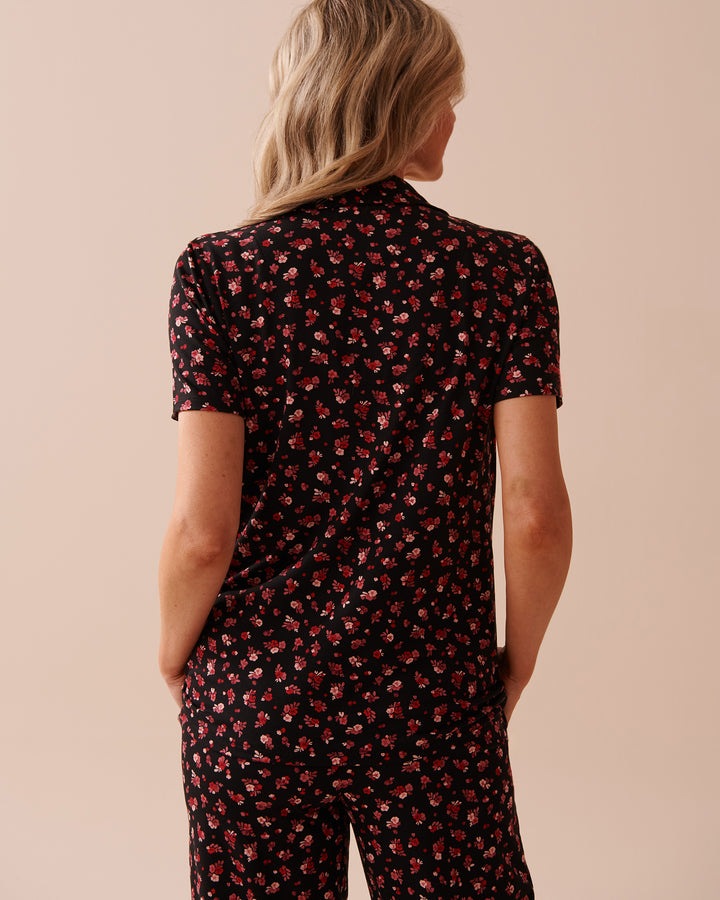 Ditsy Rose Super Soft Button-down Shirt - Black Beauty Ditsy