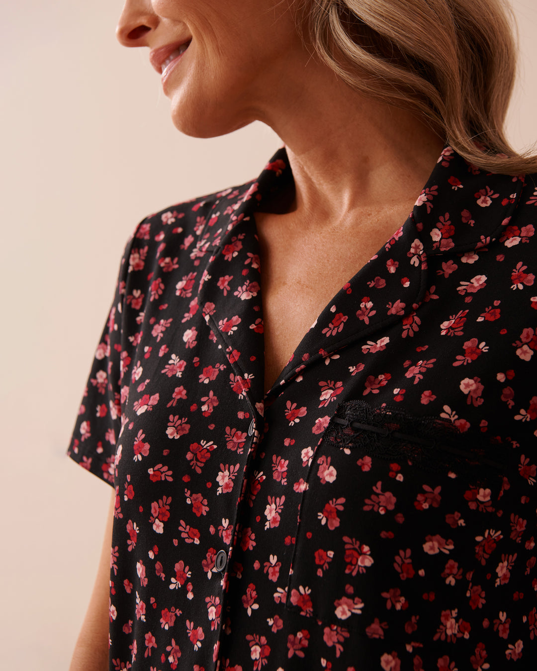 Ditsy Rose Super Soft Button-down Shirt - Black Beauty Ditsy
