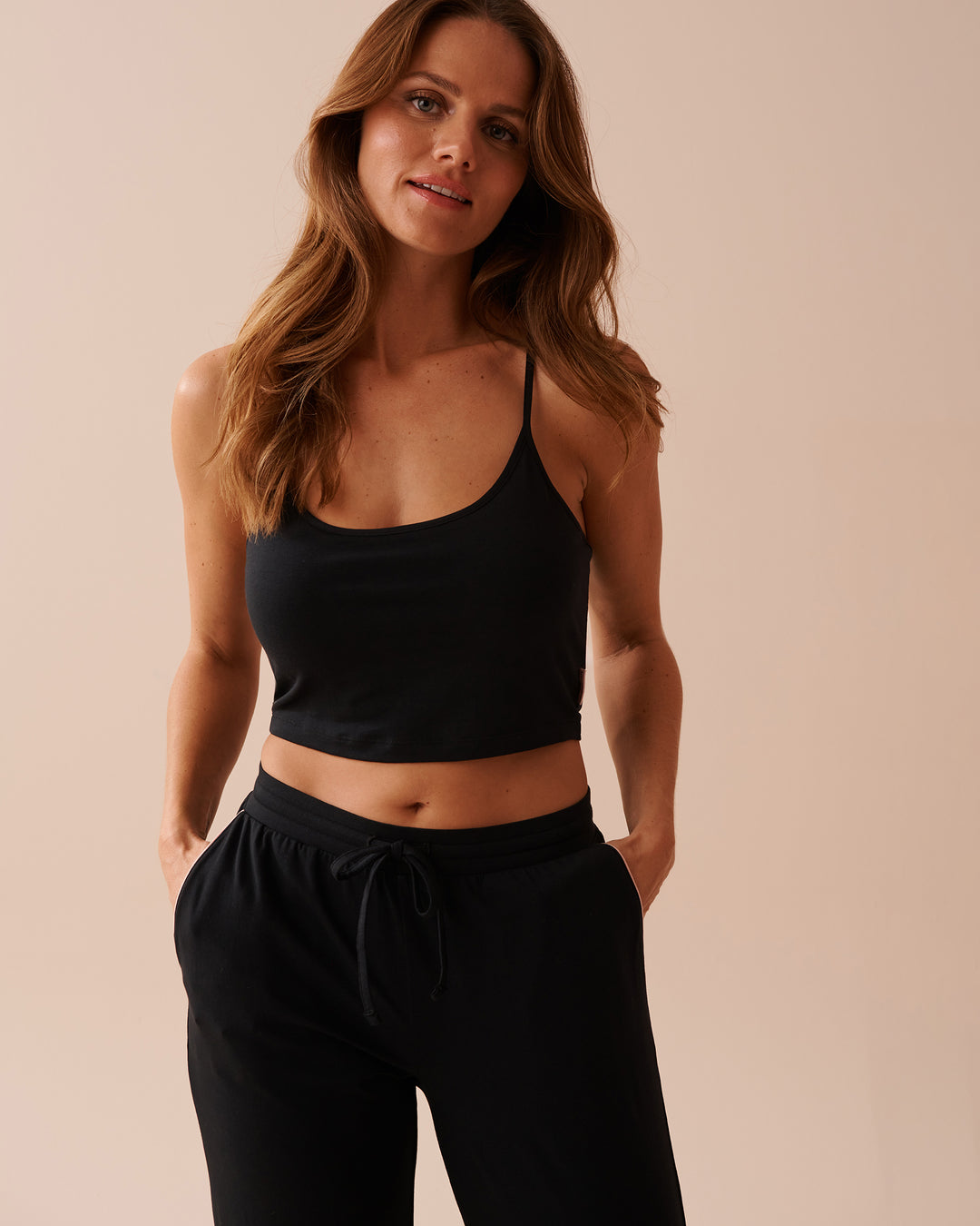 Cotton Crop Cami - Comfy Grey Mix Pin Stripe