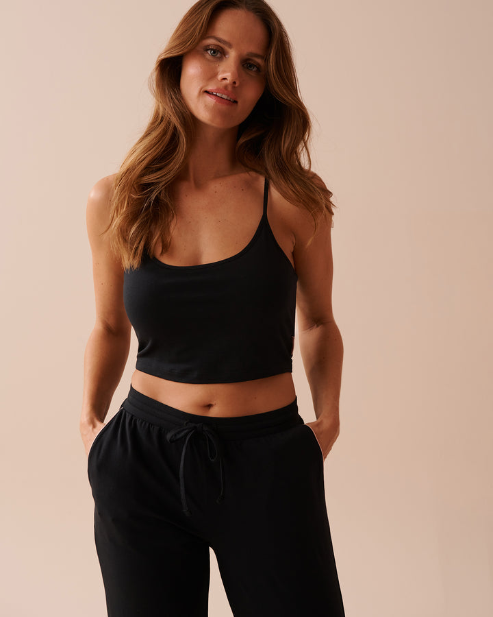 Cotton Crop Cami - Comfy Grey Mix Pin Stripe