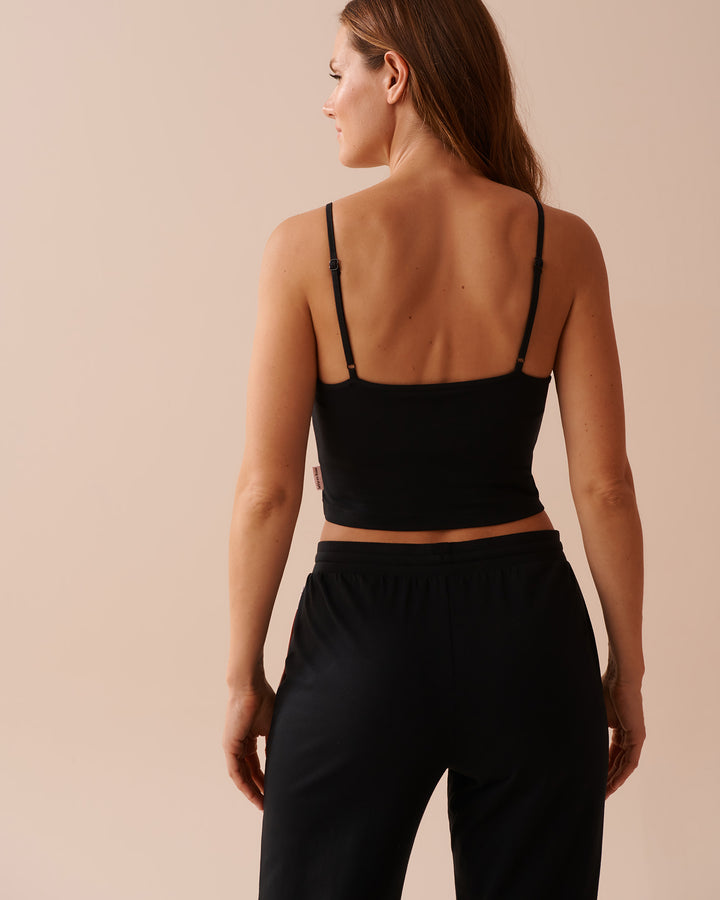 Cotton Crop Cami - Comfy Grey Mix Pin Stripe
