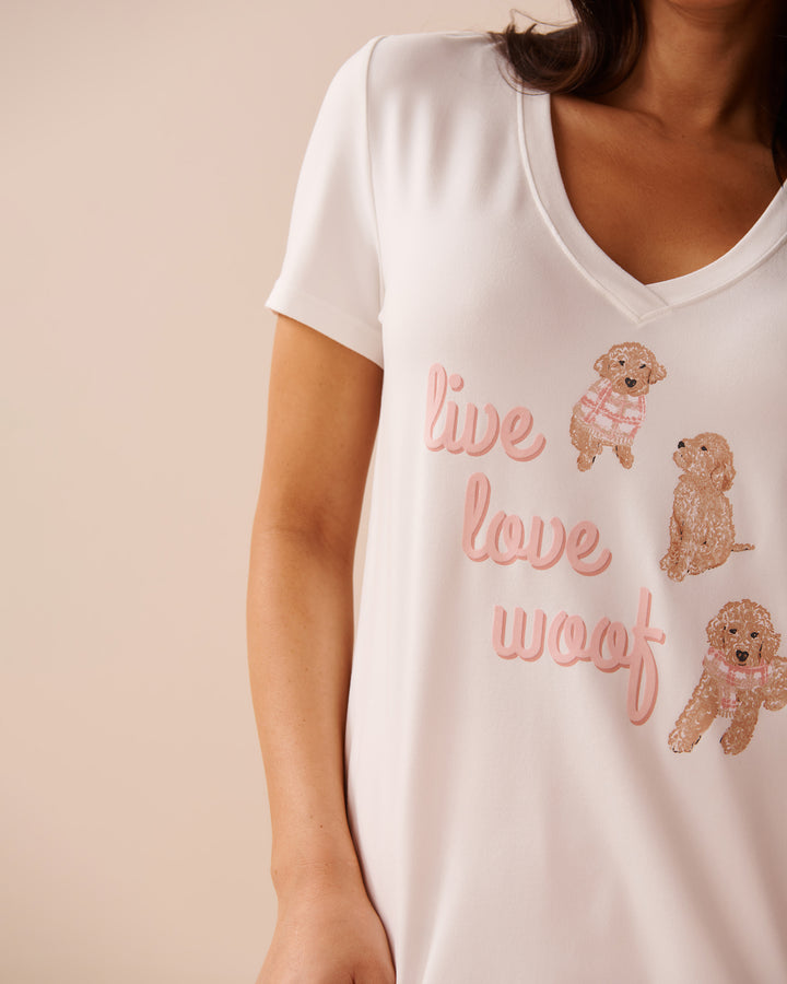 Dog Print Super Soft T-shirt - Oil Green