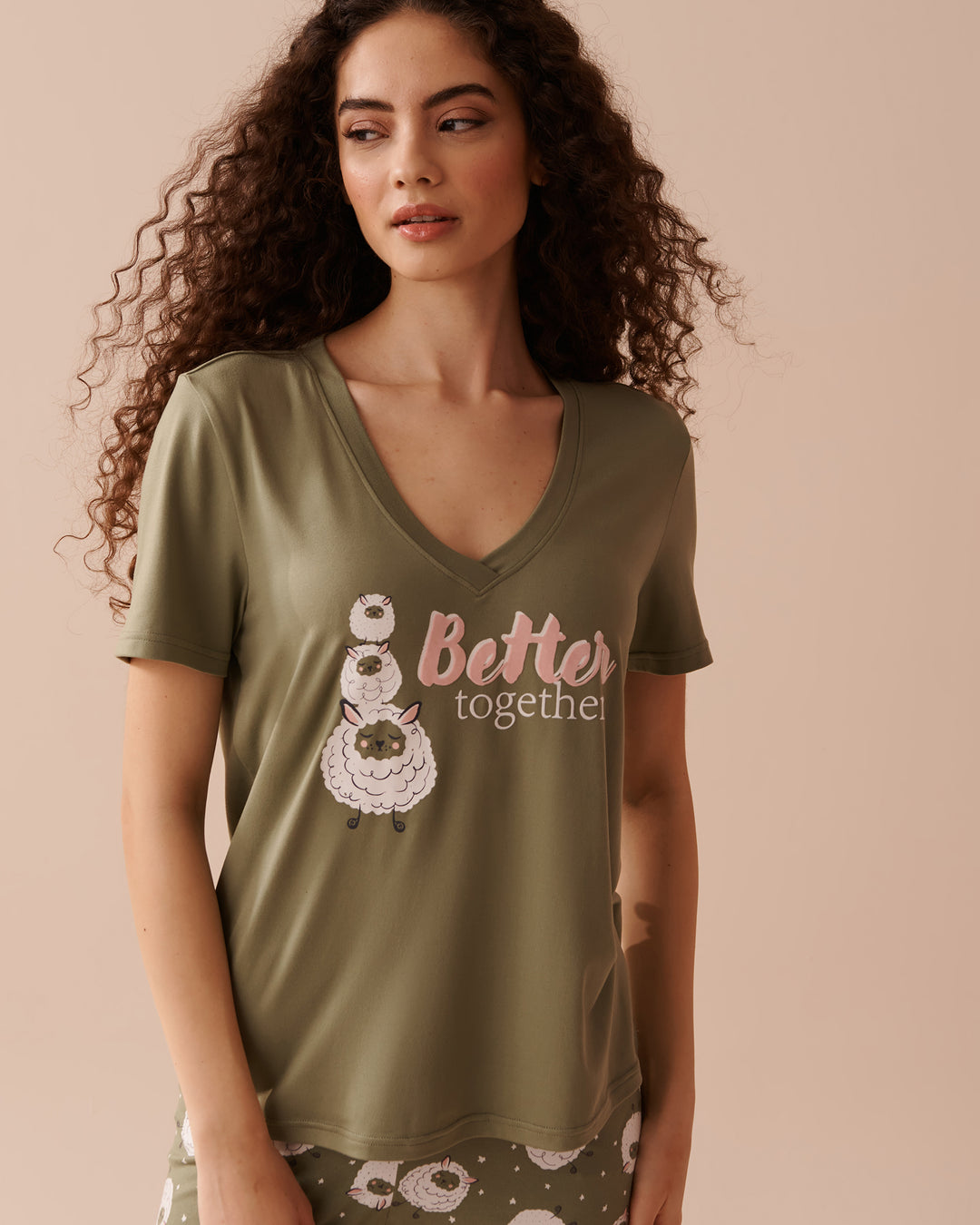 Dog Print Super Soft T-shirt - Oil Green