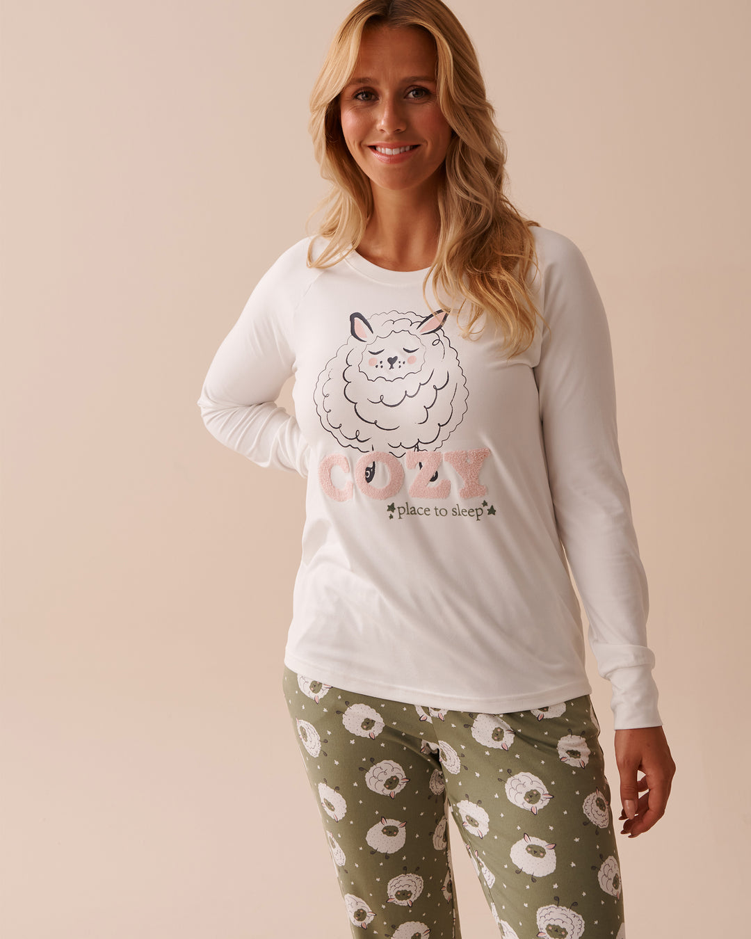 Dog Print Super Soft Long Sleeve Shirt - Peachskin