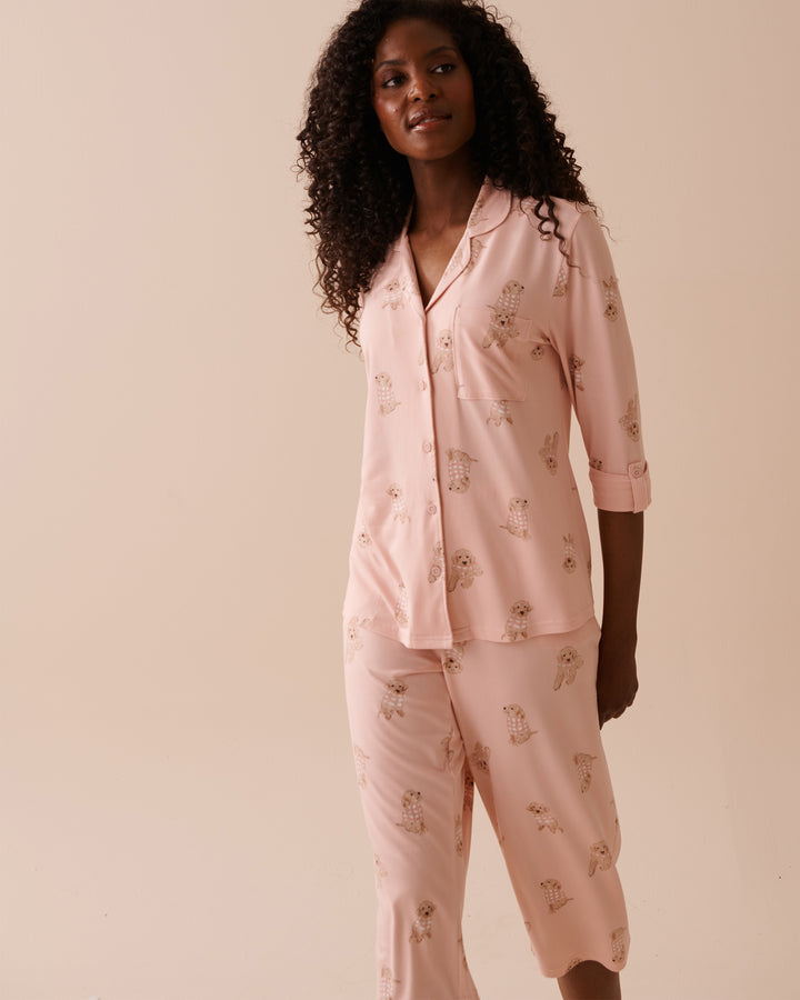 Dog Print Super Soft Button-down Shirt - Sheep Plaid